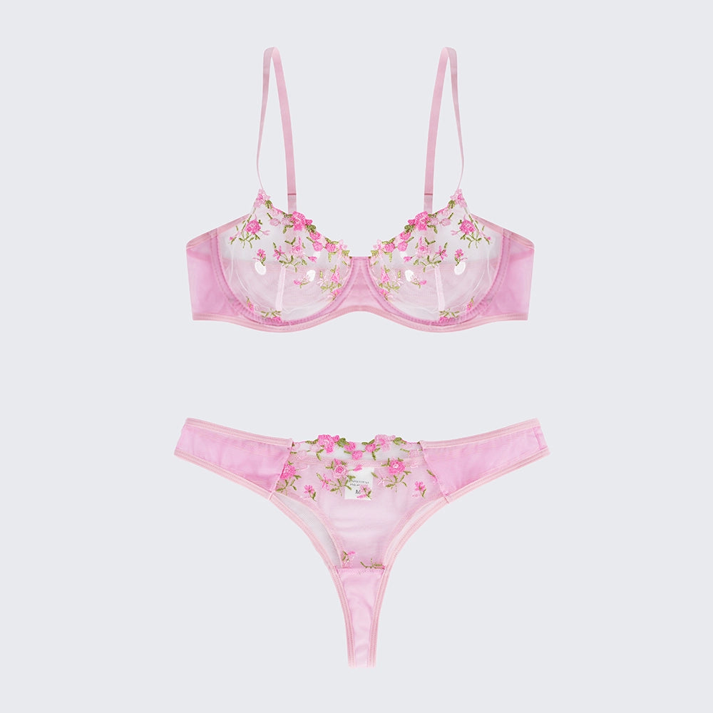 Sexy Butterfly Lace Bra Set Full Bust Minimizer