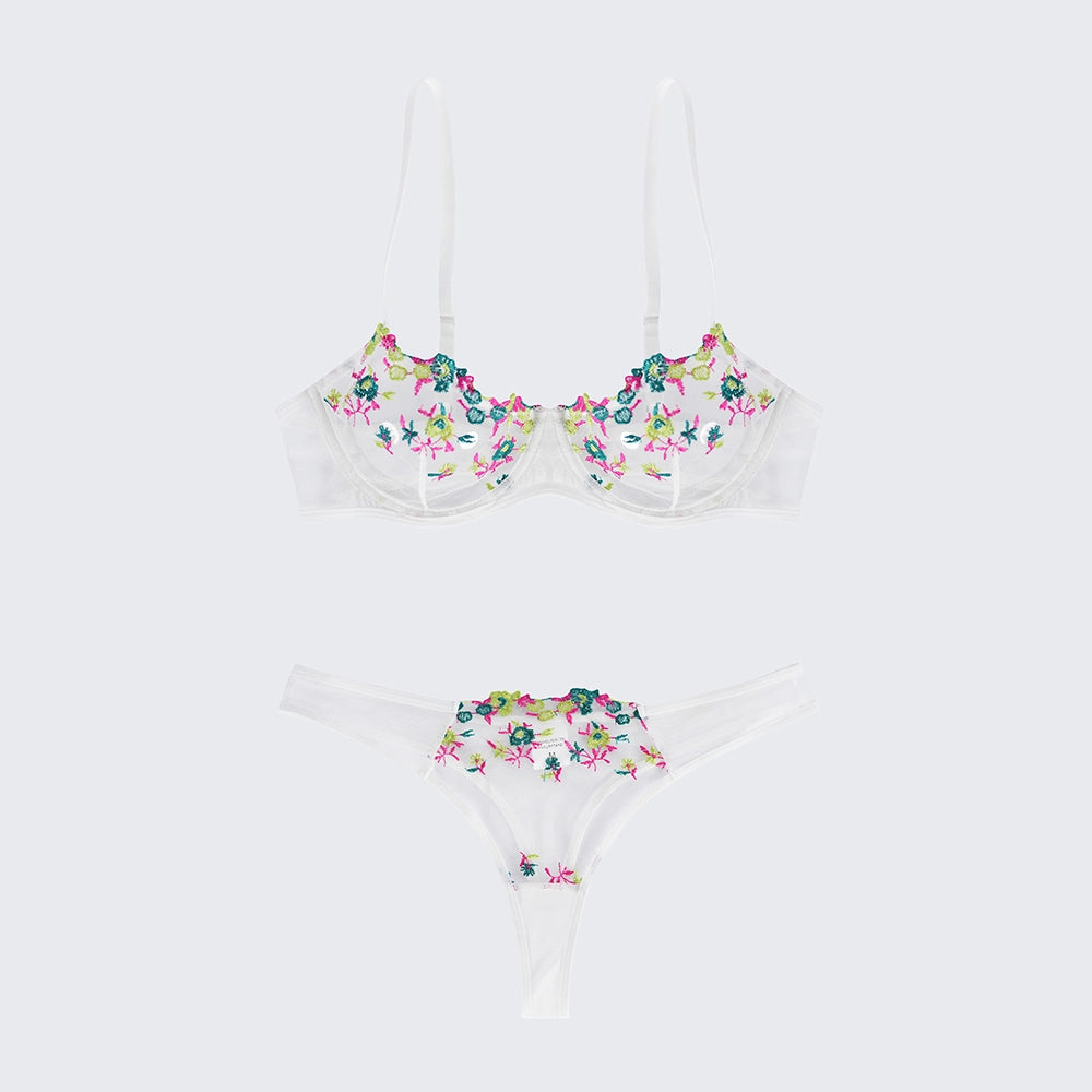 Sexy Butterfly Lace Bra Set Full Bust Minimizer