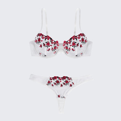 Sexy Butterfly Lace Bra Set Full Bust Minimizer