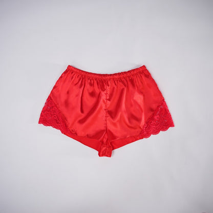 Sexy Red Silk Lace Seduction Exposed Pajamas Set