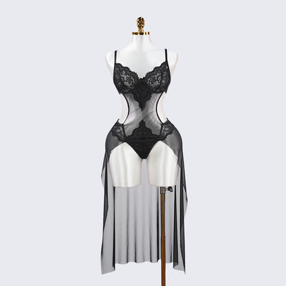 Sheer Black Lace Slip Dress