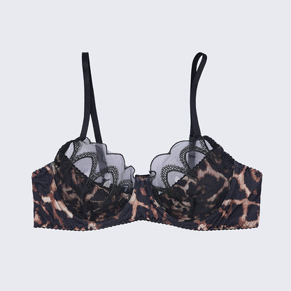 Sheer Lace Leopard Push Up Bra Panty Set