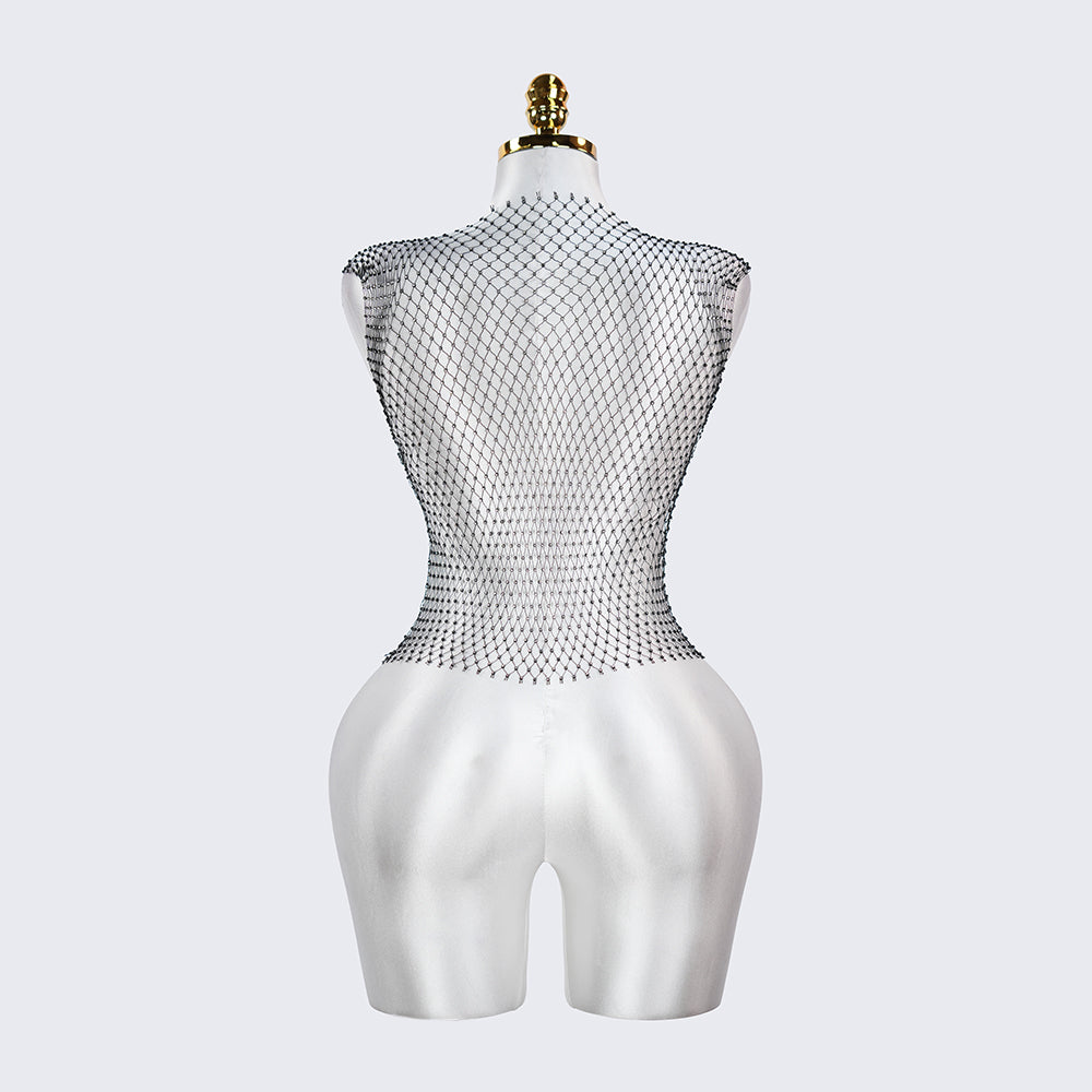 Shiny Crystal Fishnet Cover Up Summer Beach Mesh Top