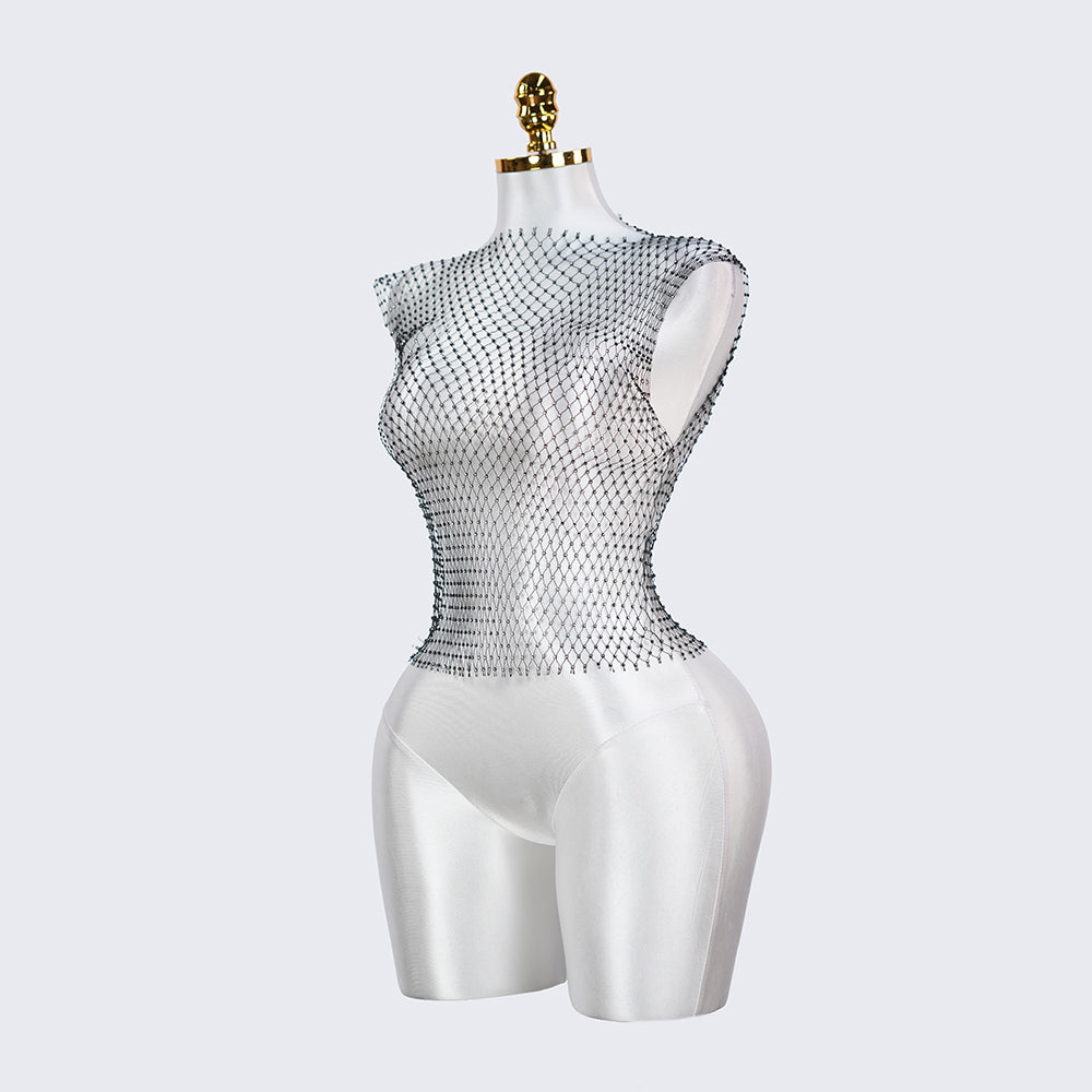 Shiny Crystal Fishnet Cover Up Summer Beach Mesh Top