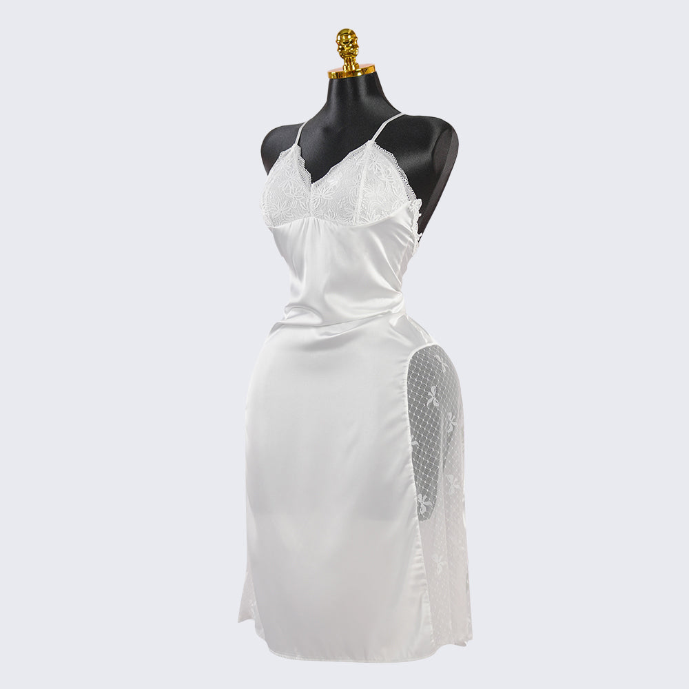 Silk Backless Halter-Neck Dress