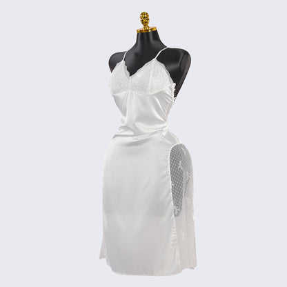 Silk Backless Halter-Neck Dress