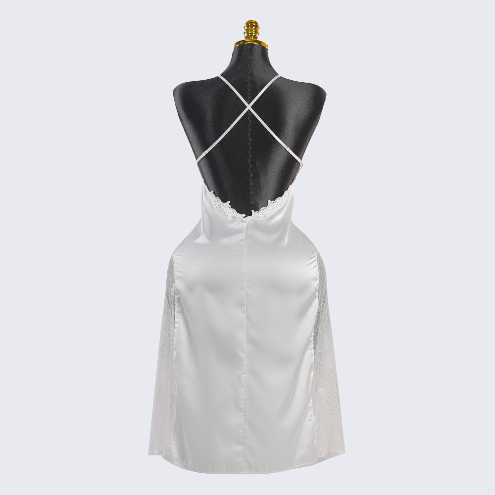 Silk Backless Halter-Neck Dress