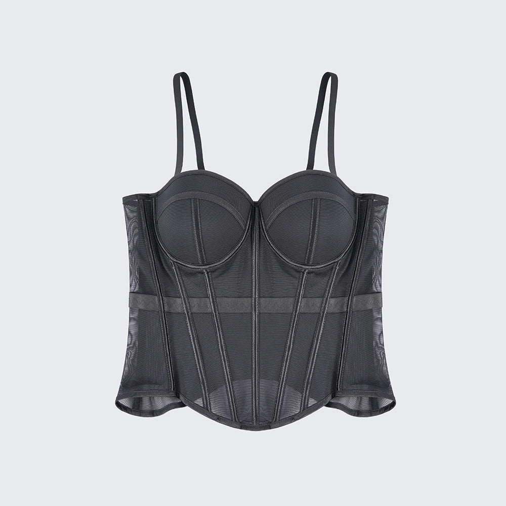 Solid Waist Training Corset with Boning Slimming Bustier