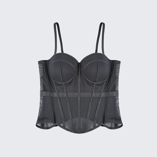 Solid Waist Training Corset with Boning Slimming Bustier