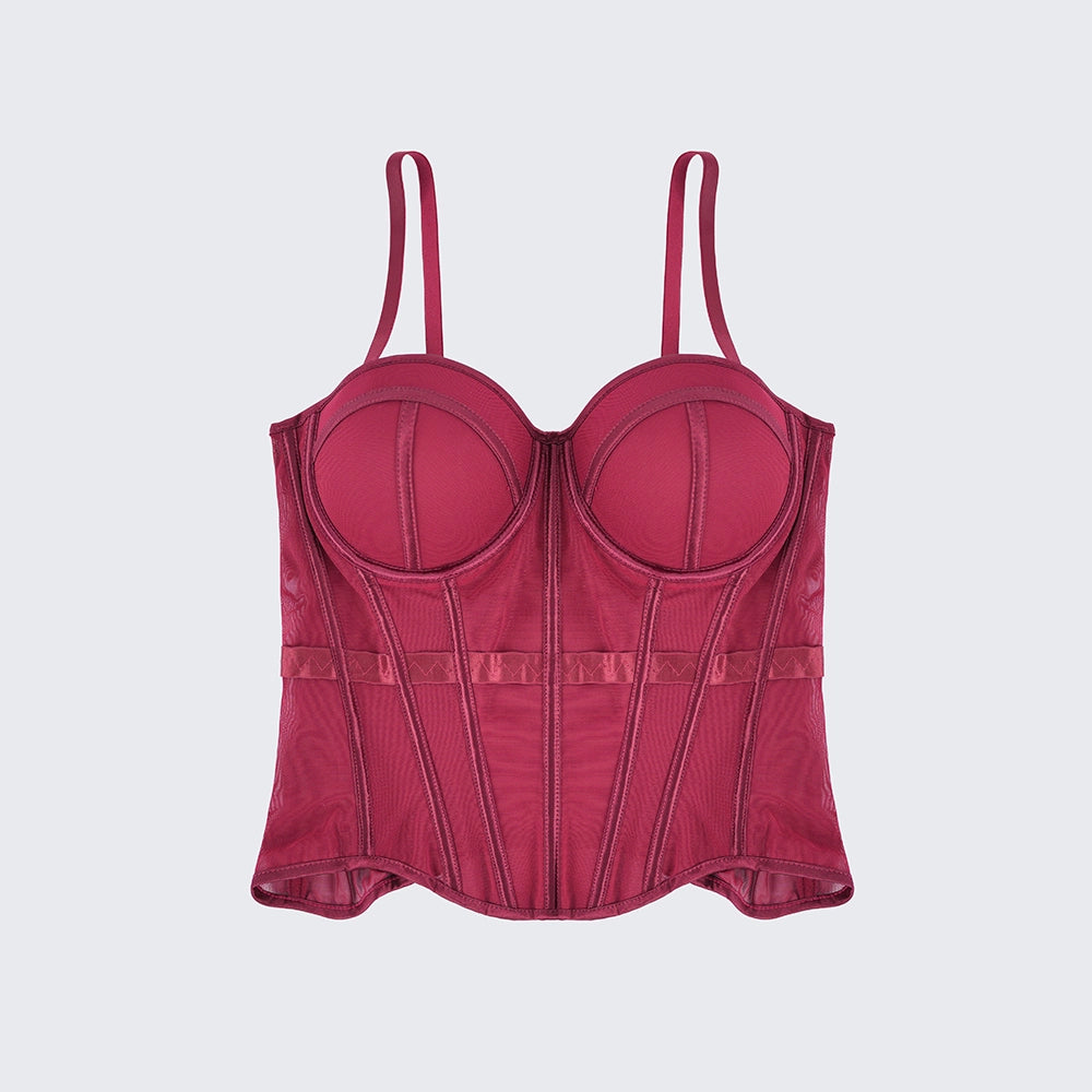 Solid Waist Training Corset with Boning Slimming Bustier