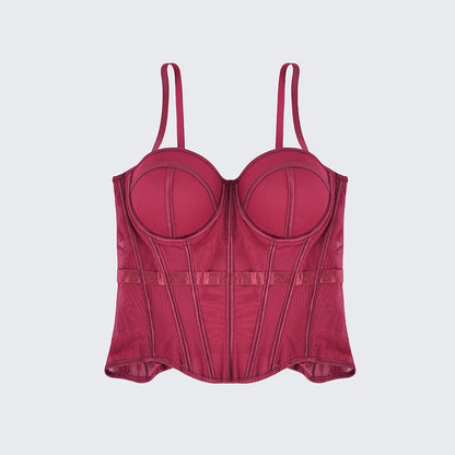 Solid Waist Training Corset with Boning Slimming Bustier