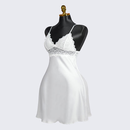 Spaghetti Strap Lace Backless Satin Dress