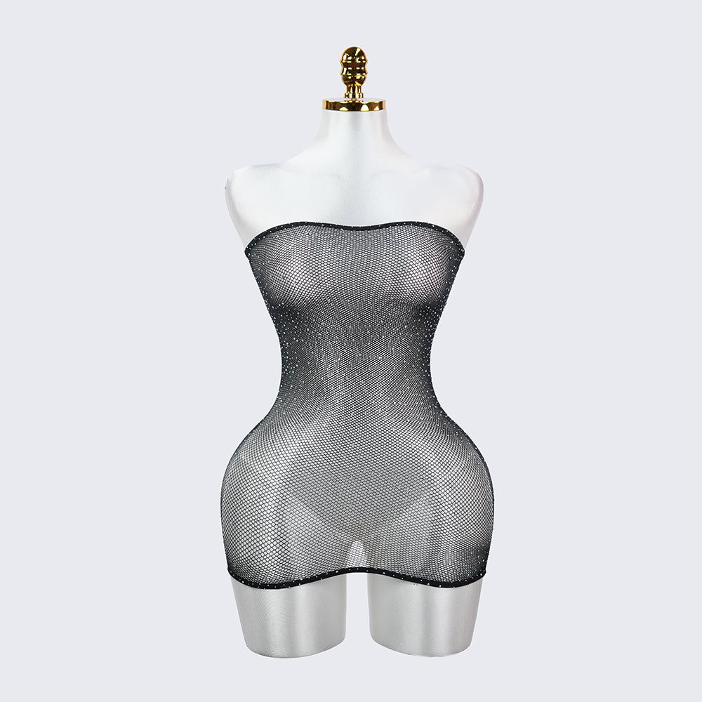 Star Glitter See Through Strapless Crystal Mesh Lingerie