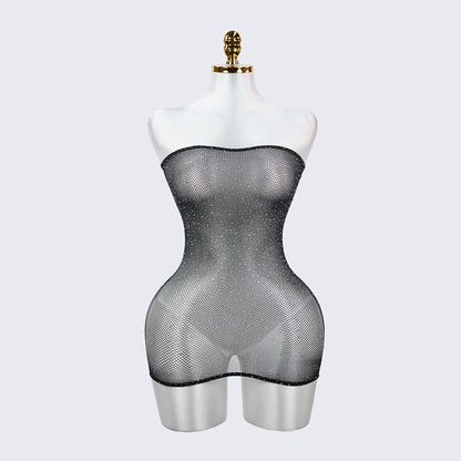 Star Glitter See Through Strapless Crystal Mesh Lingerie