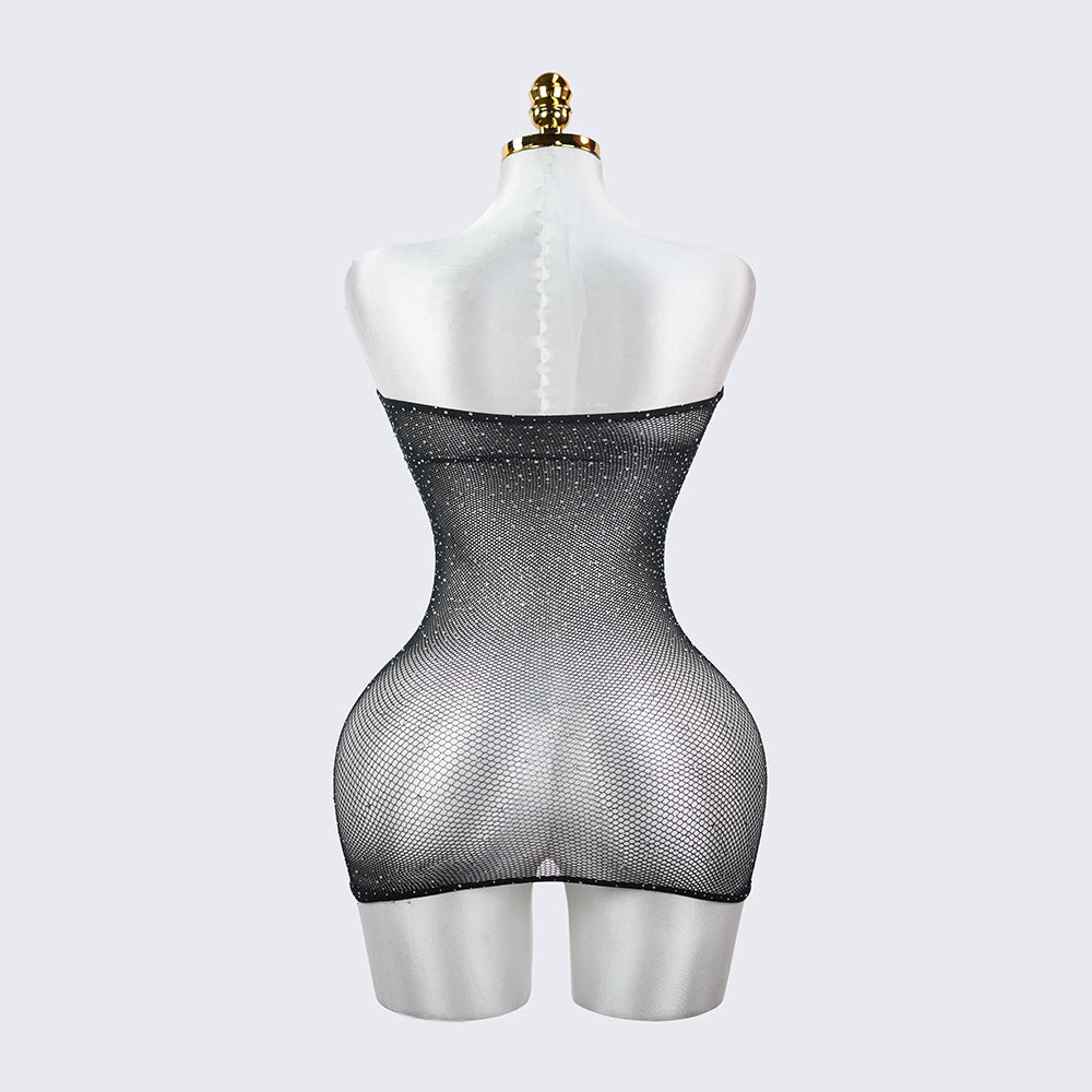 Star Glitter See Through Strapless Crystal Mesh Lingerie