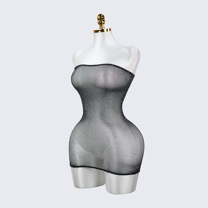 Star Glitter See Through Strapless Crystal Mesh Lingerie