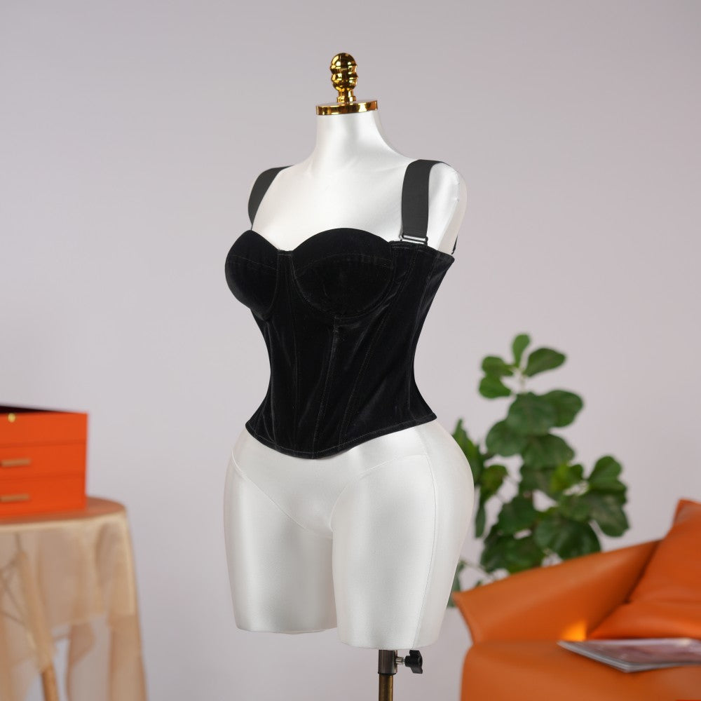 Velvet Strap-Detail Corset Top