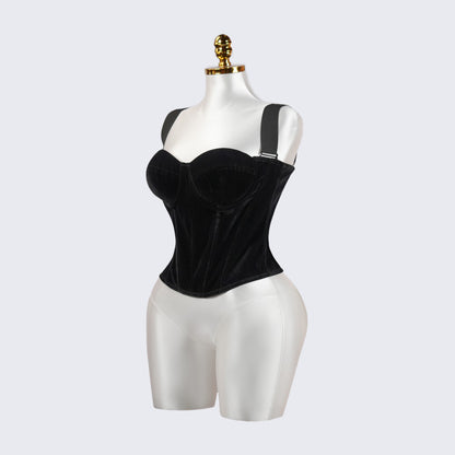 Velvet Strap-Detail Corset Top
