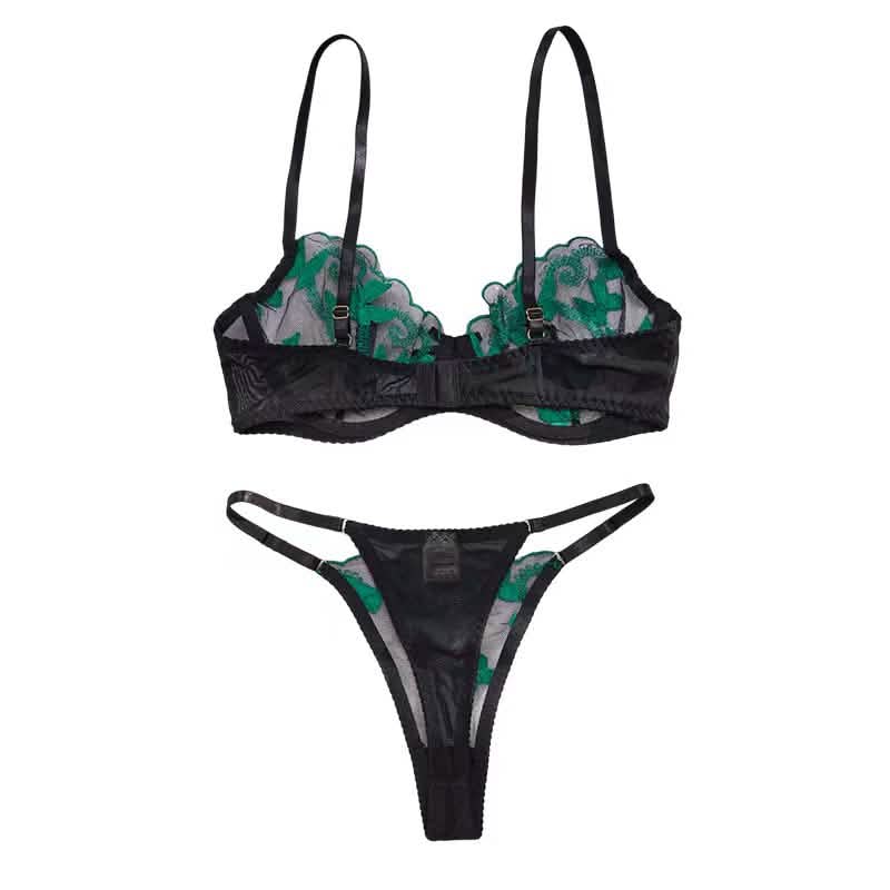 Veilvine Floral Embroidery Lace Lingerie Set
