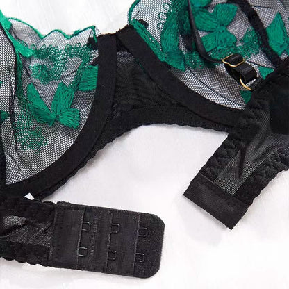 Veilvine Floral Embroidery Lace Lingerie Set