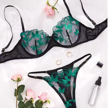 Veilvine Floral Embroidery Lace Lingerie Set