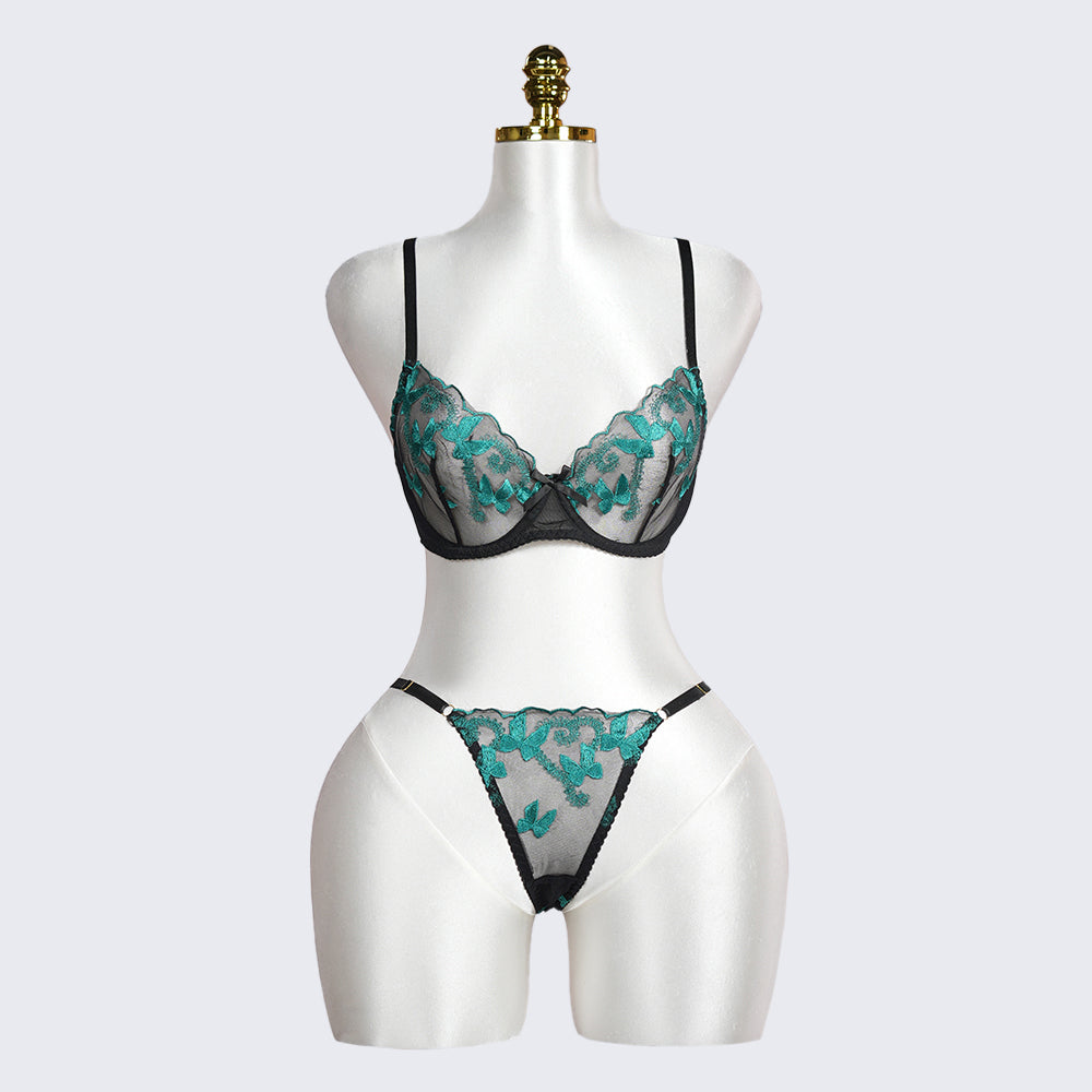 Veilvine Floral Embroidery Lace Lingerie Set