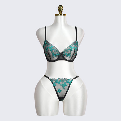 Veilvine Floral Embroidery Lace Lingerie Set
