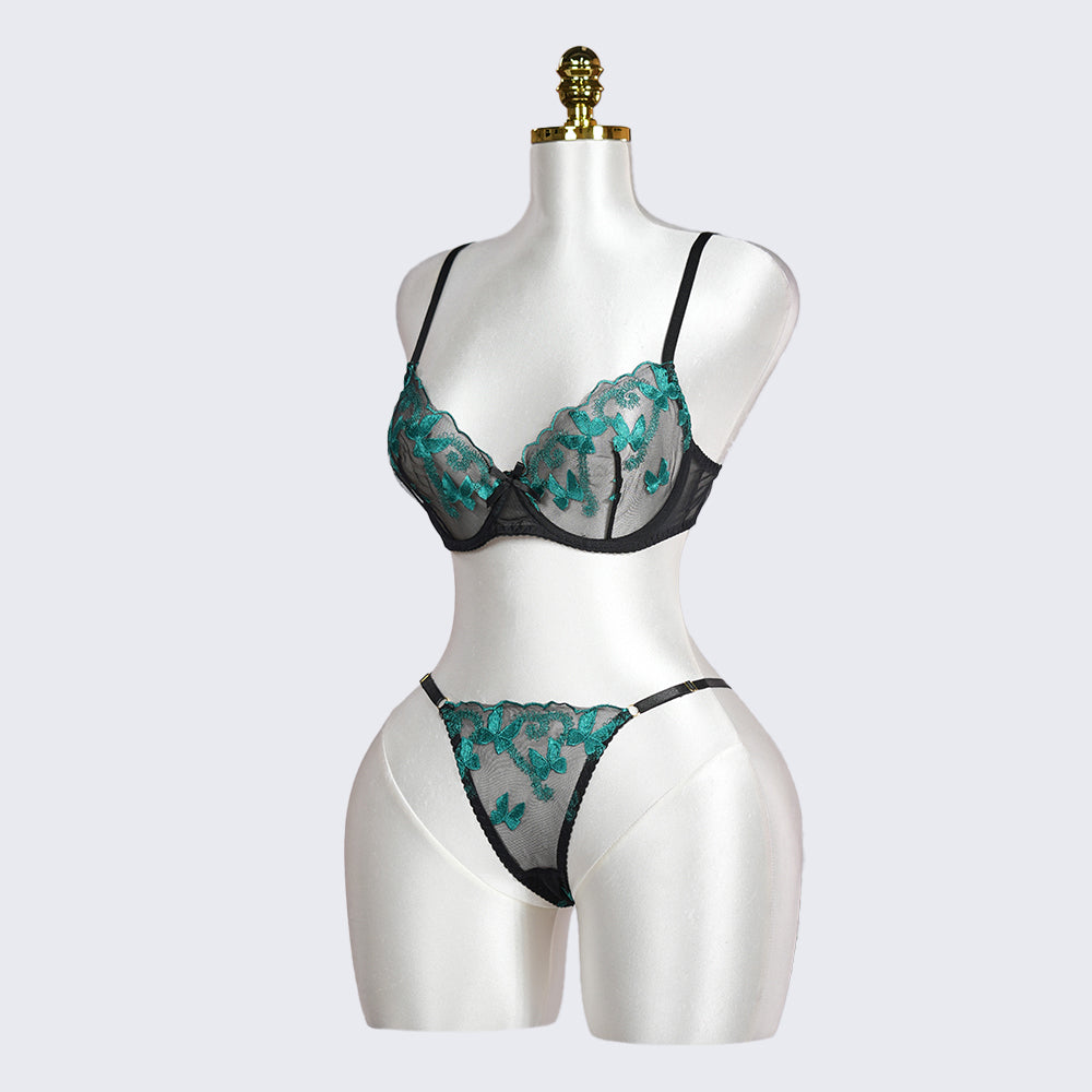 Veilvine Floral Embroidery Lace Lingerie Set