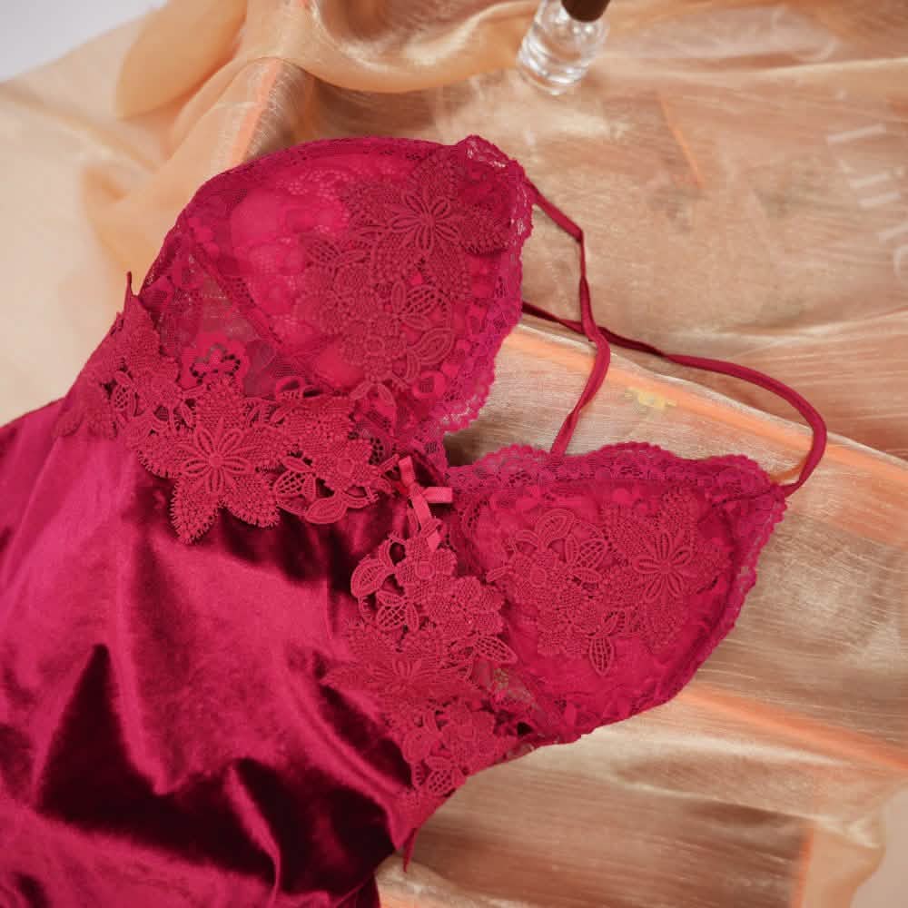 Velvet V-Neck Adjustable Spaghetti Straps Chemise