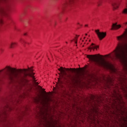 Velvet V-Neck Adjustable Spaghetti Straps Chemise