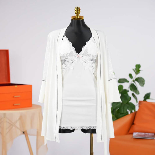 Velvet V-Neck Adjustable Spaghetti Straps Chemise Robe Set