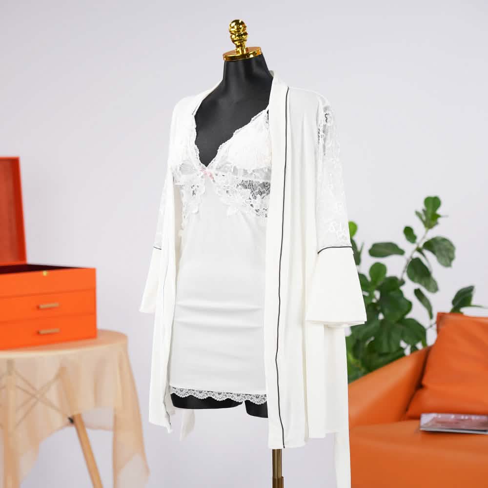 Velvet V-Neck Adjustable Spaghetti Straps Chemise Robe Set