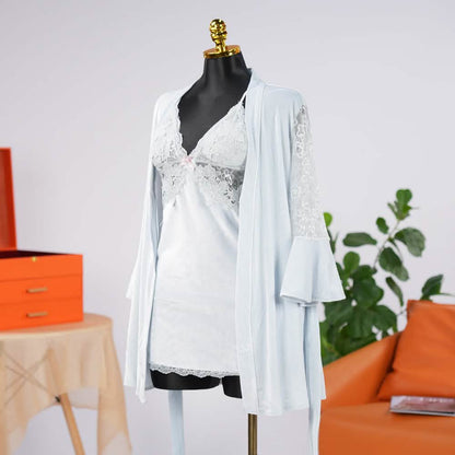 Velvet V-Neck Adjustable Spaghetti Straps Chemise Robe Set