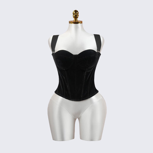Velvet Strap-Detail Corset Top