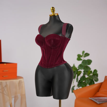 Velvet Strap-Detail Corset Top