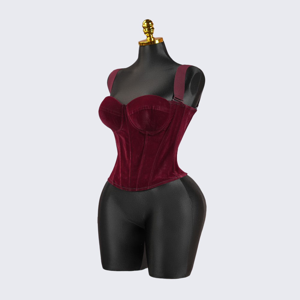 Velvet Strap-Detail Corset Top