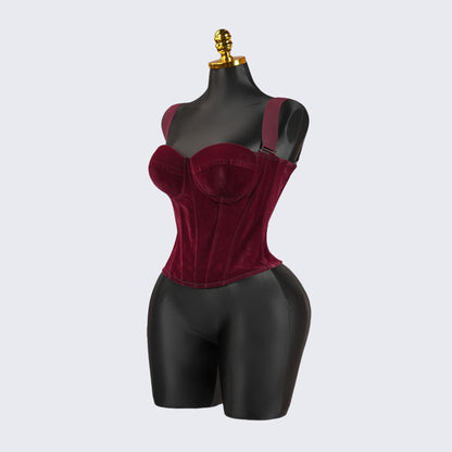 Velvet Strap-Detail Corset Top