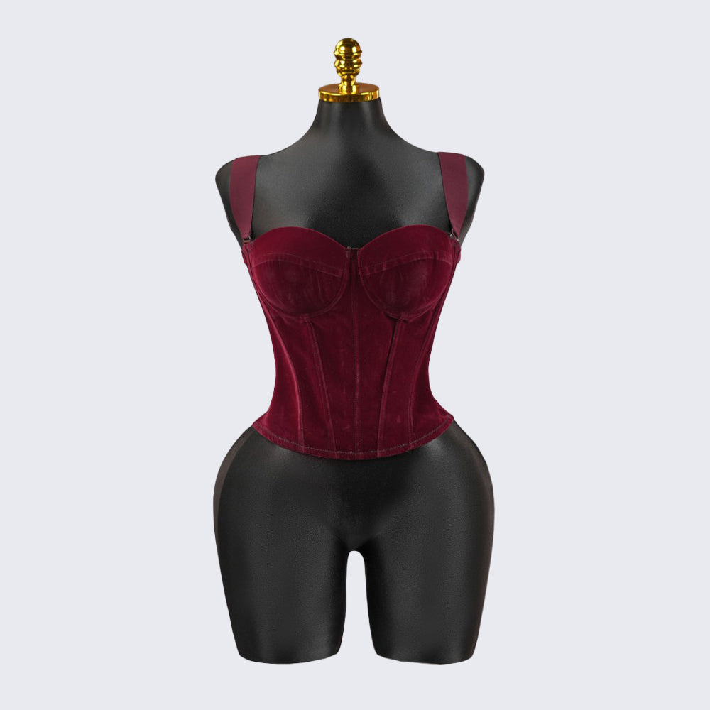 Velvet Strap-Detail Corset Top