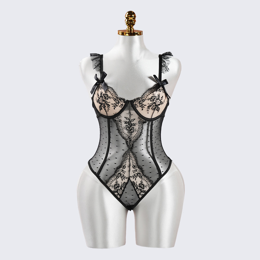 Vintage Lace Polka Dot Bodysuit