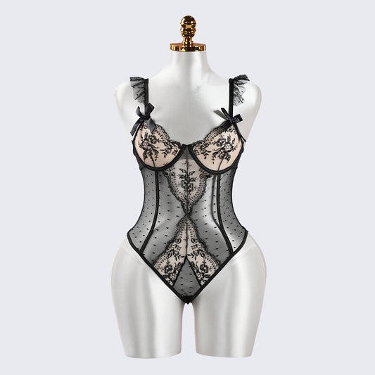Vintage Lace Polka Dot Bodysuit