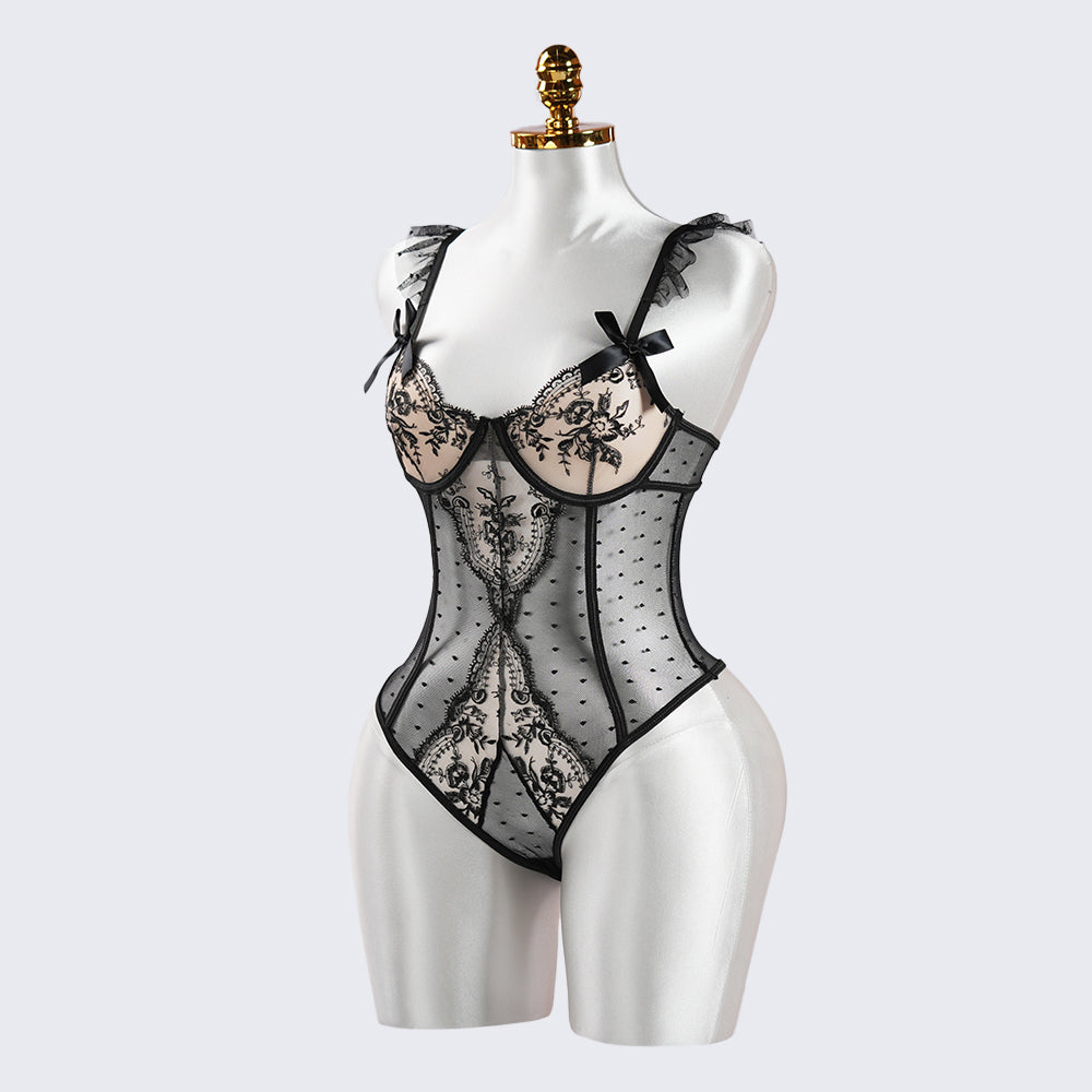 Vintage Lace Polka Dot Bodysuit