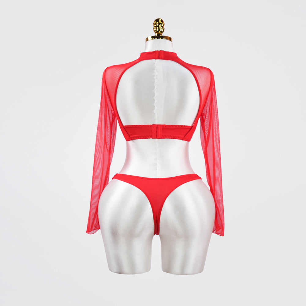 Mesh Crop Top Stockings Set