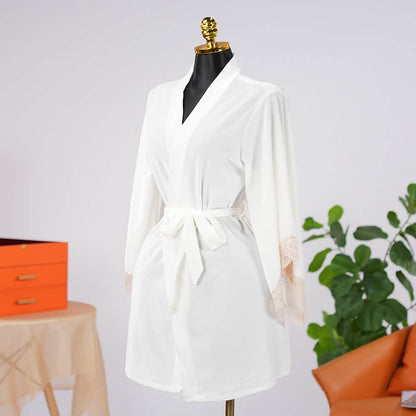 Warm Cozy Velvet Lace Embroidery Bathrobe