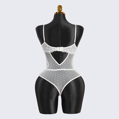 White Floral Lace Teddy Bodysuit