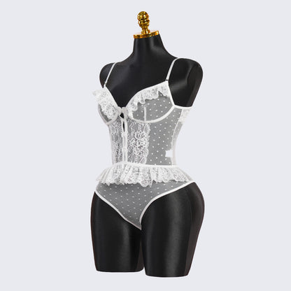 White Floral Lace Teddy Bodysuit