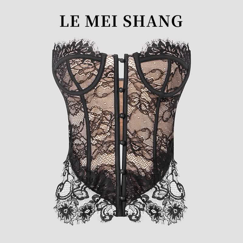 Women's Lace Corset - Elegant Floral Design, Structured Support