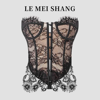 Women's Lace Corset - Elegant Floral Design, Structured Support