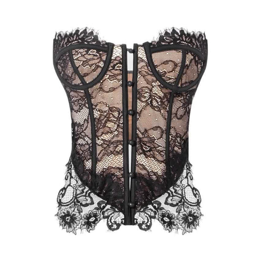 Women's Lace Corset - Elegant Floral Design, Structured Support