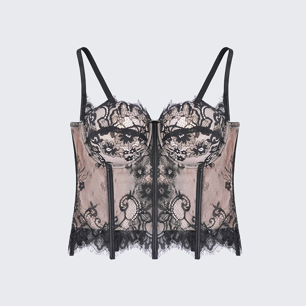 Women's Outerwear Lace Hollow Out Padded Corset Top