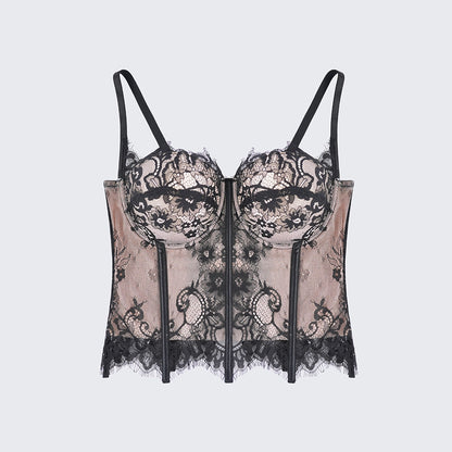 Women's Outerwear Lace Hollow Out Padded Corset Top